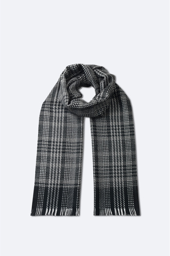 Avva Men's Gray Wool Plaid Patterned Shawl A42Y9412