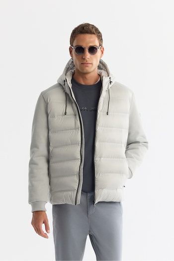 Avva Men's Gray Hooded Water Repellent Windproof Coat A42Y6155