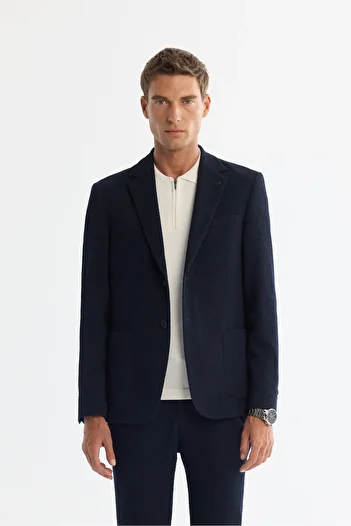 Avva Ανδρικό μπουφάν Navy Blue Mono Collar Bi-stretch A42y4011