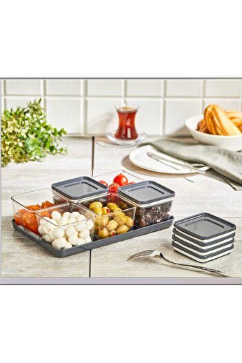 Leony 6 Compartment 13 Piece Breakfast Set / Storage Container Set with Tray and Vacuum Lid