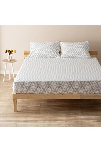STOREMAX Sellbuy |   Mix & Match |   Limoges | 100% Cotton Double Bed Sheet Set White Trendy 266450