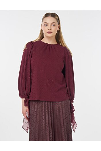 Kayra Lace Detailed Blouse Burgundy