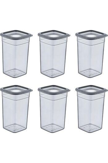 STOREMAX Sellbuyst Set of 6 Skali Square Storage Container Anthracite 1440 ml - Anthracite, Multi-Purpose Storage Container