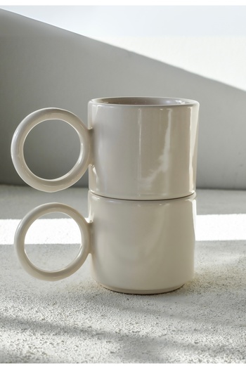 LALEZEN HOME مجموعة من 2 كوب بحلقة كبيرة