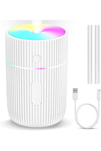 Kweey umidificator cu ultrasunete, LED, plastic, alb, 11,4 x 6,7 cm, 220 ml