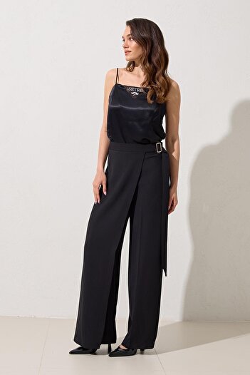 Setre Black Waist Detailed Trousers Skirt