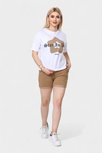 NEWCO Star Printed Pocket Comfortable Fabric Textured Shorts and T-Shirt Set