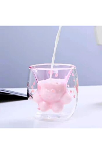 OEM Kitty Paw glass, double-walled, transparent, dimensions: 7.5 x 10.3 x 9.4 cm