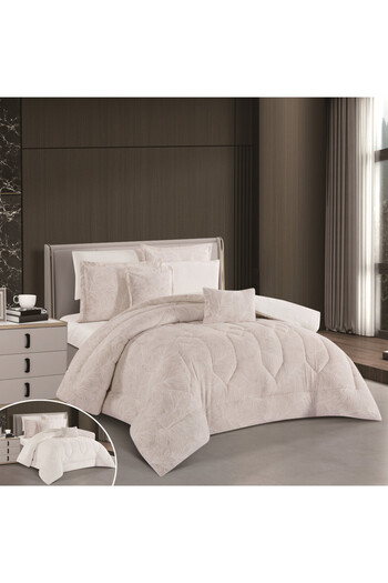 HOURS Horse Fur Winter Duvet Set, Reversible, Heavy Fill, 8 Pieces, King Size