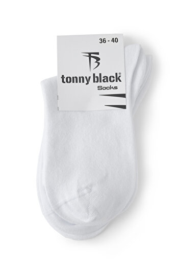 Tonny Black Unisex White 2 Pairs Plain Cotton College Socks
