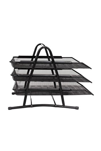 Mimaks Mrf-3 Document Rack Metal Fixed 3 Sections - Black