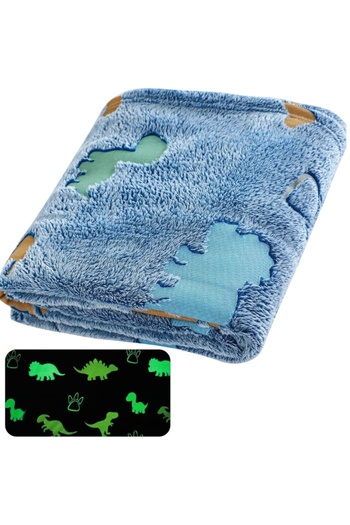 OEM Patura Fosforescenta cu Dinozauri, Flanel, 130 x 150 cm, design fosforescent
