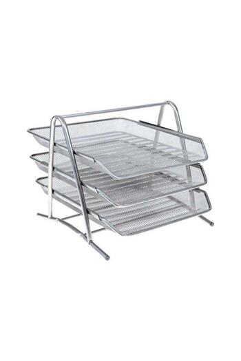 Mimaks Mrf-3 Document Rack Metal Stationary 3 Compartments - Silver