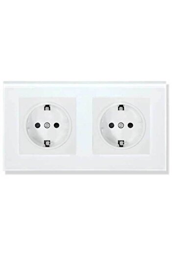 CLASSLIGHTS Priză dublă cu ramă din sticlă securizată Classlights, 16A, Alb