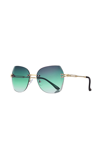 Kinary Women's Crystal Green Metal Sunglasses - Uv400 Protected No:2