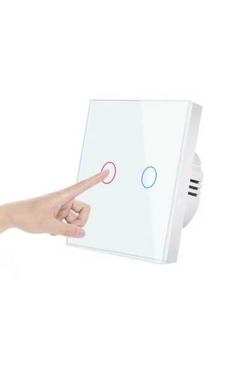 CLASSLIGHTS Întrerupător tactil dublu alb, sticlă securizată, LED