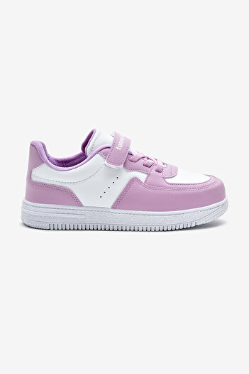 Tonny Black Children's Unisex White Lilac Thermo Sole Velcro Rubber Laced Sports Shoes