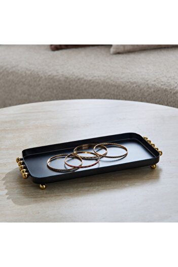 Home Box Certosa Metal Tray with Beads