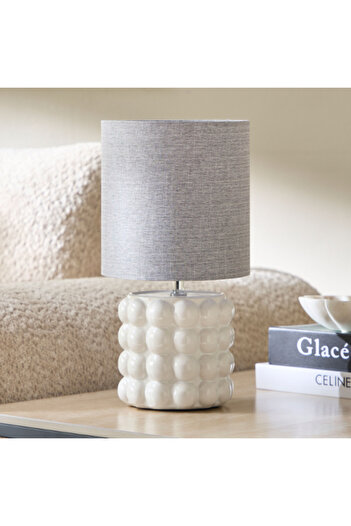 Home Box Emzie Ceramic Table Lamp with Linen Shade 33 cm