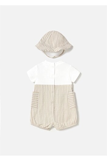 MAYORAL Baby Hat Short Jumpsuit Set Beige 1602