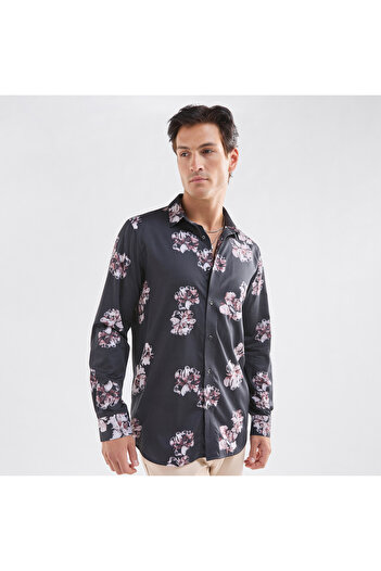 FAV Regular Fit All-Over Floral Print Shirt with Long Sleeves