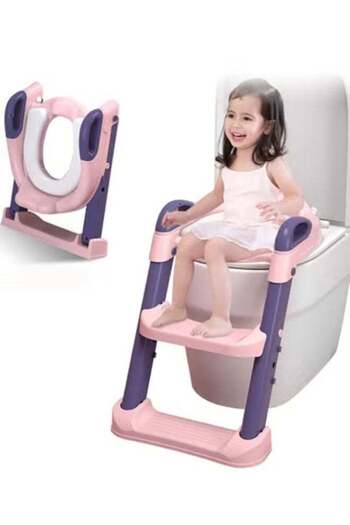 COOYA 2 in 1 Foldable Kids Toilet Training Seat,with Adjustable Ladder,Splash Guard & Handles for Kids