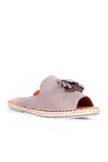 BUENO Gray Leather Women's Espadrille Slippers - 01wj0311