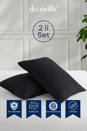 Decovilla Micro Zippered Pillow Mattresses Liquid Proof Set of 2 Pillow Protector 50X70