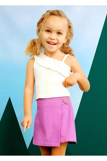 MAYORAL Girl's Heart Buckle Shorts Skirt Fuchsia 3906