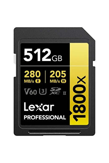 Lexar 512Gb Lsd1800512G-Bnnng Sd Professional 1800X Sdxc Uhs-Ii Card up to 280Mb/S Read 210Mb/S Write