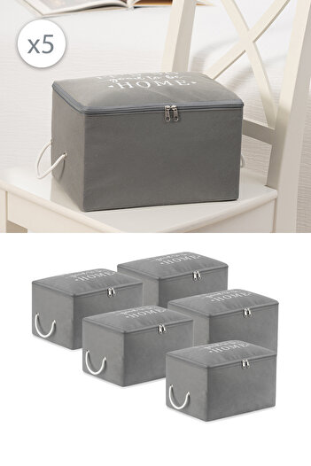 REKHOME 5 Pieces Gray Small Size under Base Socks Suitcase Organizer Dowry Bundle Organizer Hurç / 30X22X18