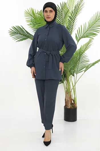 TUNİK Women's Double Tunic Suit with Smoked Pants