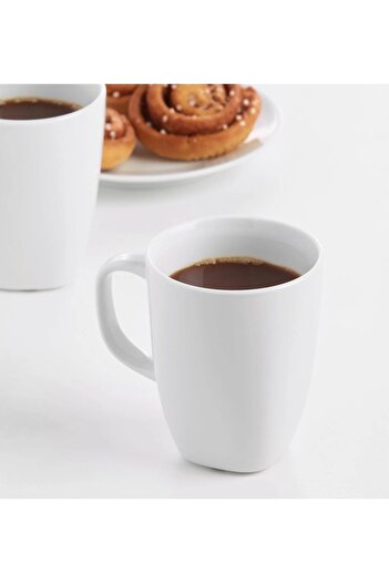 IKEA Set of 4 Tea Cups with Cups Height 11 cm Ikea 4 Pieces Porcelain Coffee White Cups Volume 300 ml