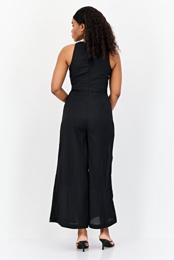 Esprit Women Plain Sleeveless Jumpsuit, Black