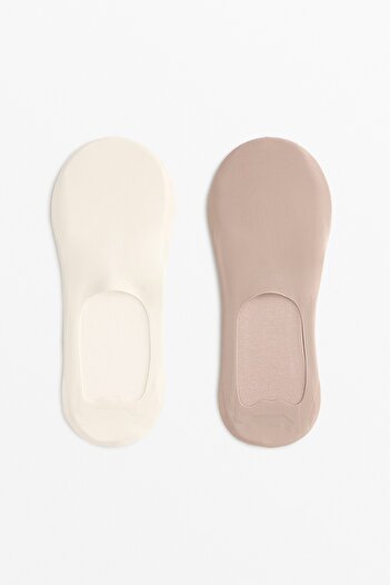 Oysho 2 pairs of invisible high cut rib socks with microfibre