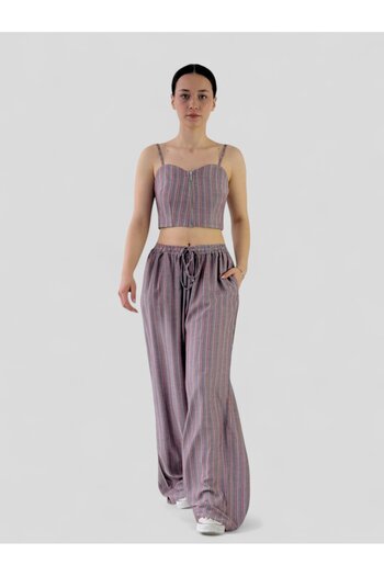 Retrobird Design Loose Cut Trousers Women Salmon