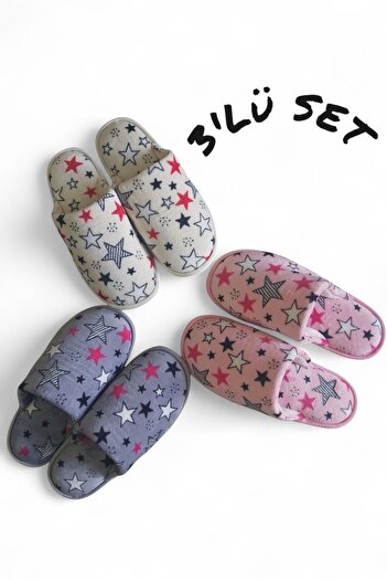 RedPlay 3-Piece Mixed Star Pattern Women's House Slippers Hospitality Dowry Bundle Gift Slippers