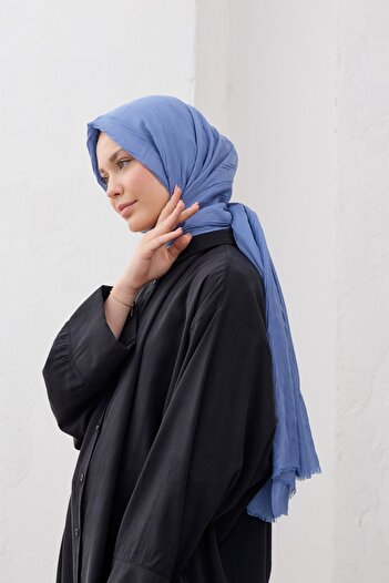 QANU Bamboo Pleated Shawl Blue