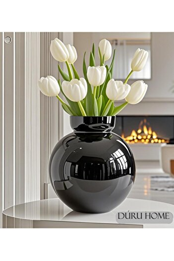 Lui Tasarım Vasă neagră decorativă cu design special modern și elegant 22*24*11
