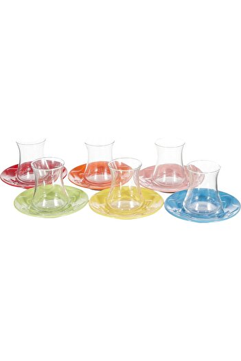 STOREMAX Goldwhirl 12-Piece Tea Set with Colored Saucers Trendflash 467437
