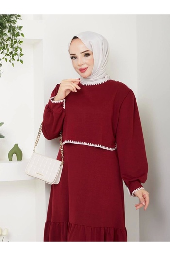 azra moda Skirt Ruffle Dress Burgundy