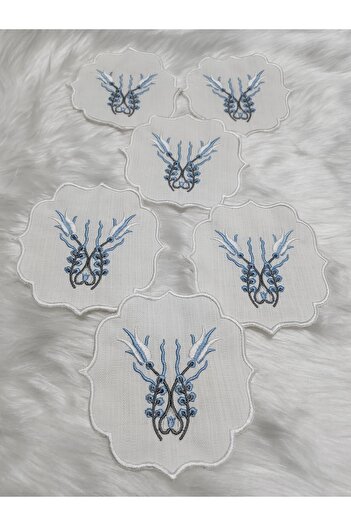 Store Coffee Presentation Napkin Blue İznik Model 6 pcs
