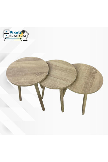 PixelsFurniture Pixel Furniture 3 Piece Round Coffee and Tea Serving Table Set