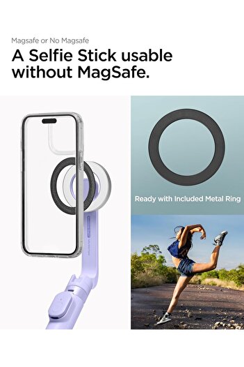 Spigen MagSafe Selfie Stick Tripod Stand MagFit for iPhone 16 15 14 13 12 Pro Max & Android Lavender