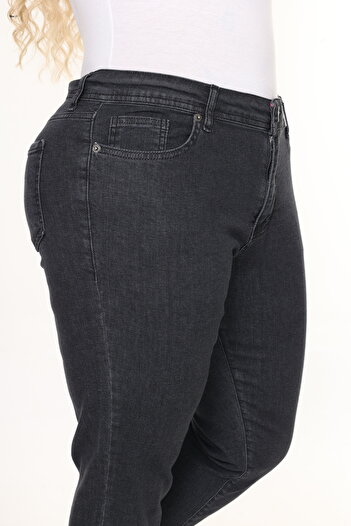 Era Lisa Large Size Lycra Smoked Classic Denim Capri