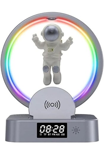 Generic Magnetic Levitating Astronaut Bluetooth Speaker with Light, Clock & Wireless Charging – Golden