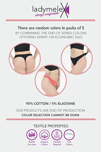 LadyMelex Tanga pentru femei, tanga clasica, culori aleatorii pachet de 7, chiloti din bumbac