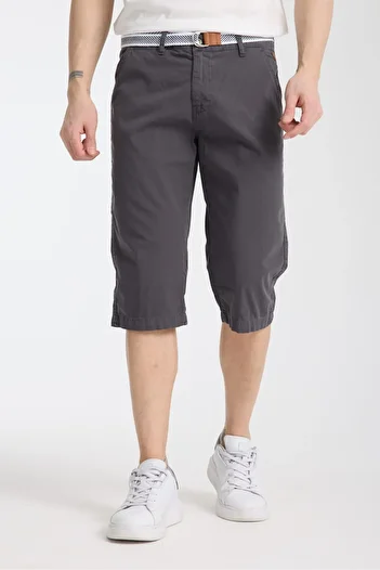 Wise Men's Smoke Below Knee Lycra Bermuda Belt Gift Capri Long Shorts