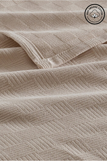 VESSİNOHOME Pike Single 100% Cotton Small Checkerboard Patterned Bedspread Hotel Type Luxury Pike White