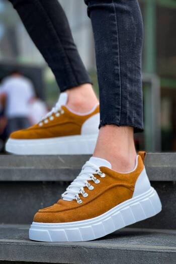 BOA Kb X10 Tan Suede White High Sole Casual Sports Shoes